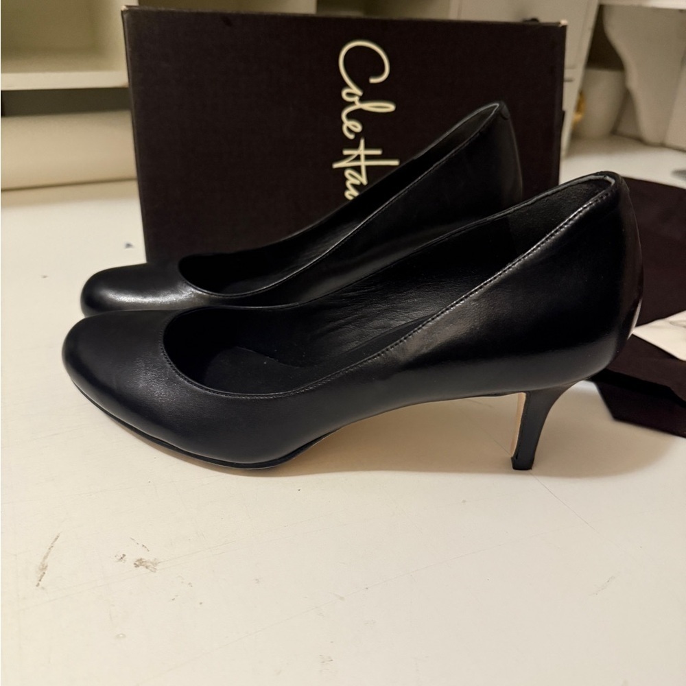 Cole Haan Black and Beige Heels new with box
